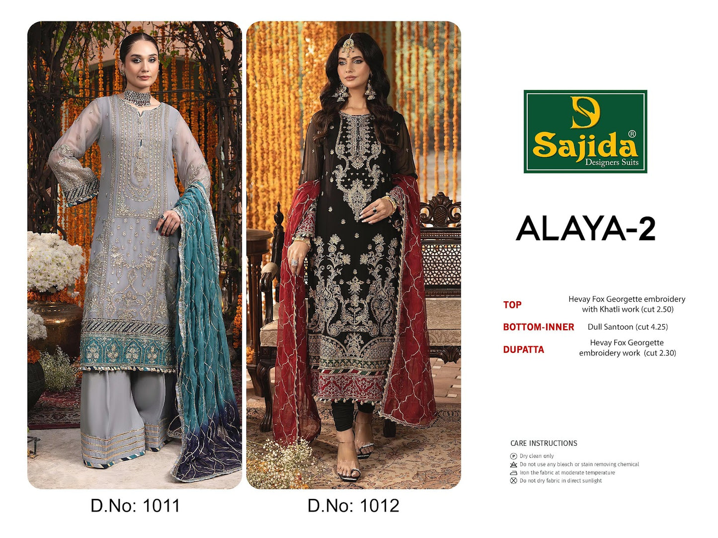 Alaya Vol 2 Sajida Georgette Pakistani Salwar Suits Wholesaler Gujarat