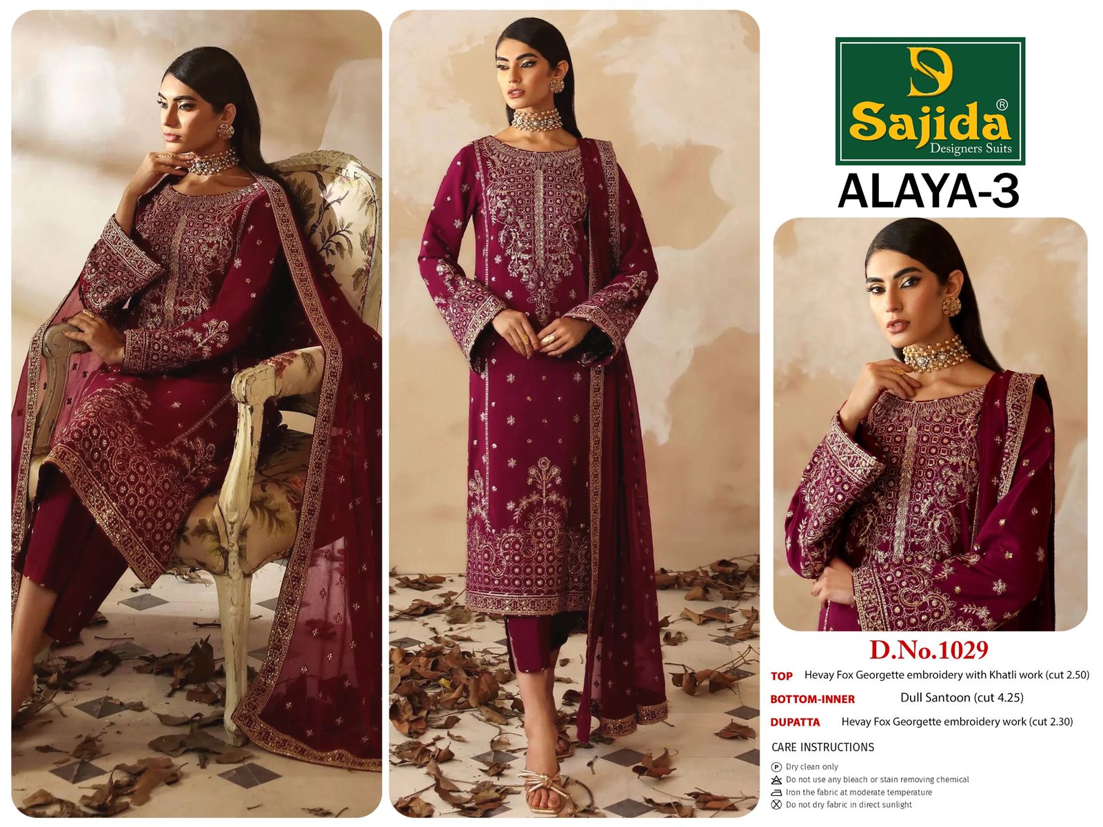 Alaya Vol 3 Sajida Georgette Pakistani Salwar Suits Manufacturer Ahmedabad