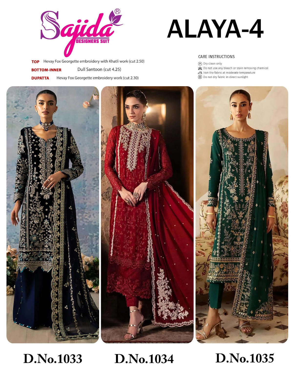 Alaya Vol 4 Sajida Georgette Pakistani Salwar Suits Exporter India