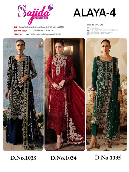 Alaya Vol 4 Sajida Georgette Pakistani Salwar Suits Exporter India