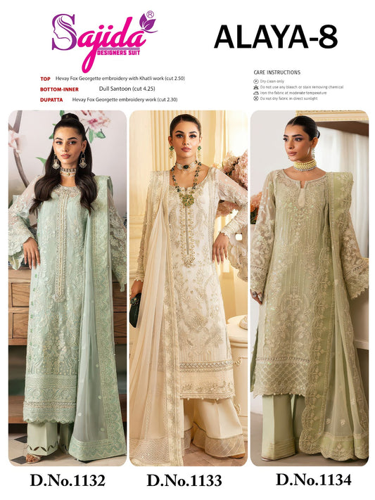 Alaya Vol 8 Sajida Georgette Pakistani Salwar Suits Manufacturer Gujarat