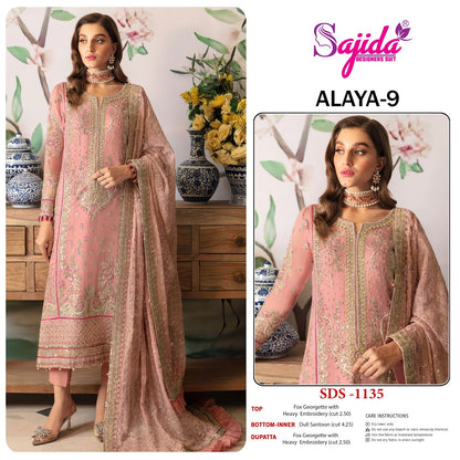 Alaya Vol 9 Sajida Georgette Pakistani Salwar Suits Manufacturer Gujarat