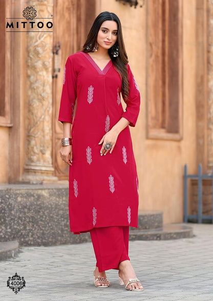 Albela Mittoo Rayon Kurti Plazzo Set Wholesale Price