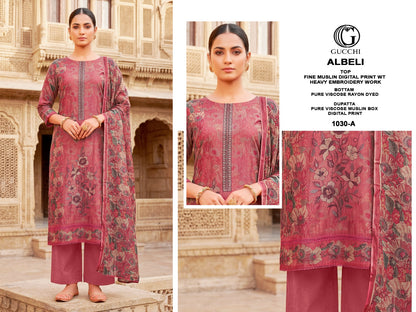 Albeli 1030 Gucchi Viscose Muslin Pant Style Suits Exporter