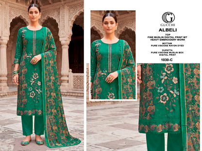 Albeli 1030 Gucchi Viscose Muslin Pant Style Suits Exporter