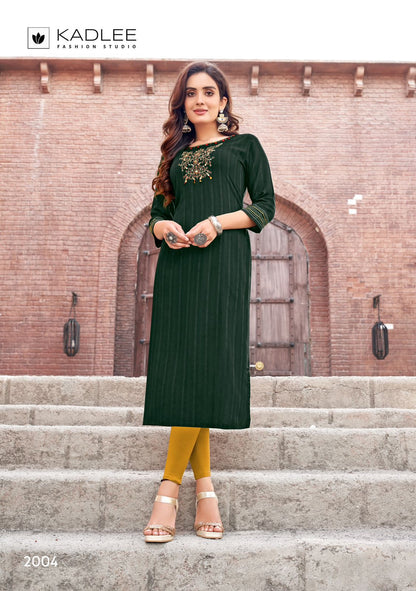 Albeli Kadlee Rayon Long Straight Kurti Wholesaler Ahmedabad