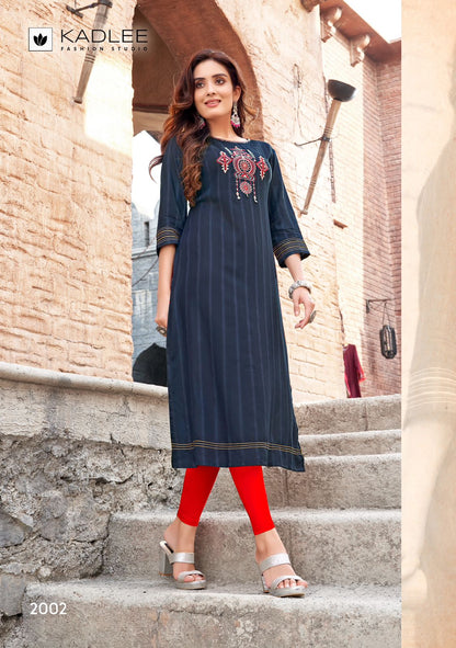 Albeli Kadlee Rayon Long Straight Kurti Wholesaler Ahmedabad
