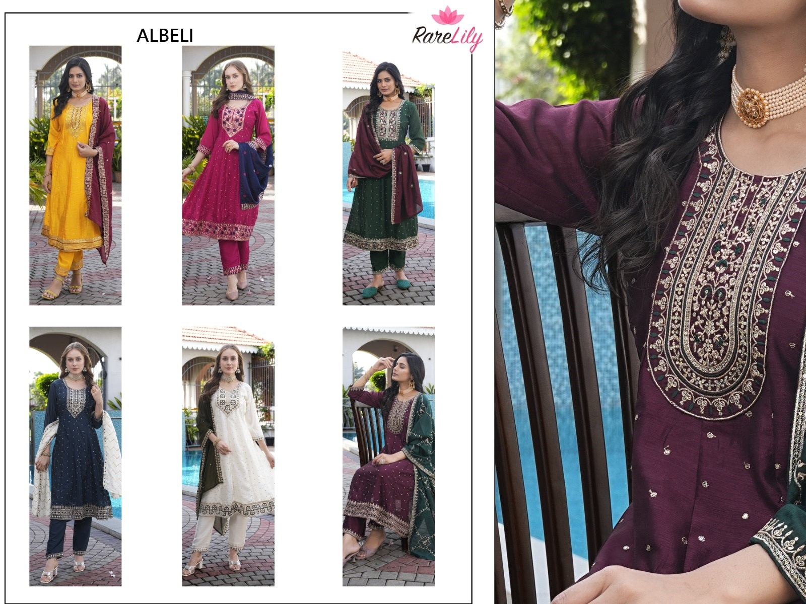 Albeli Rarelily Kt Vichitra Silk Readymade Anarkali Suits Exporter