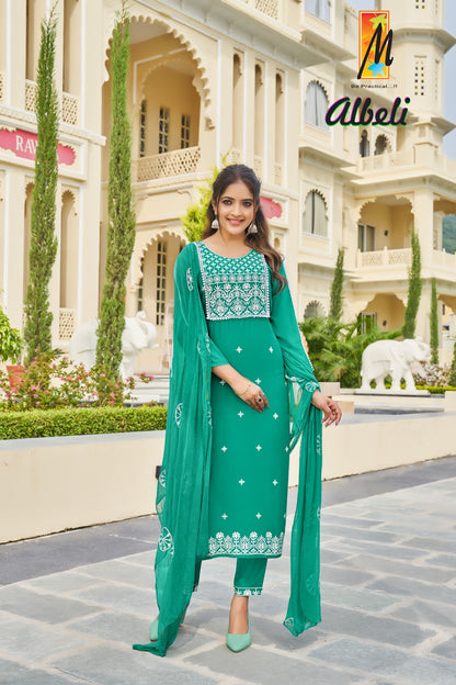 Albeli Master Heavy Rayon Readymade Pant Style Suits Wholesale Price