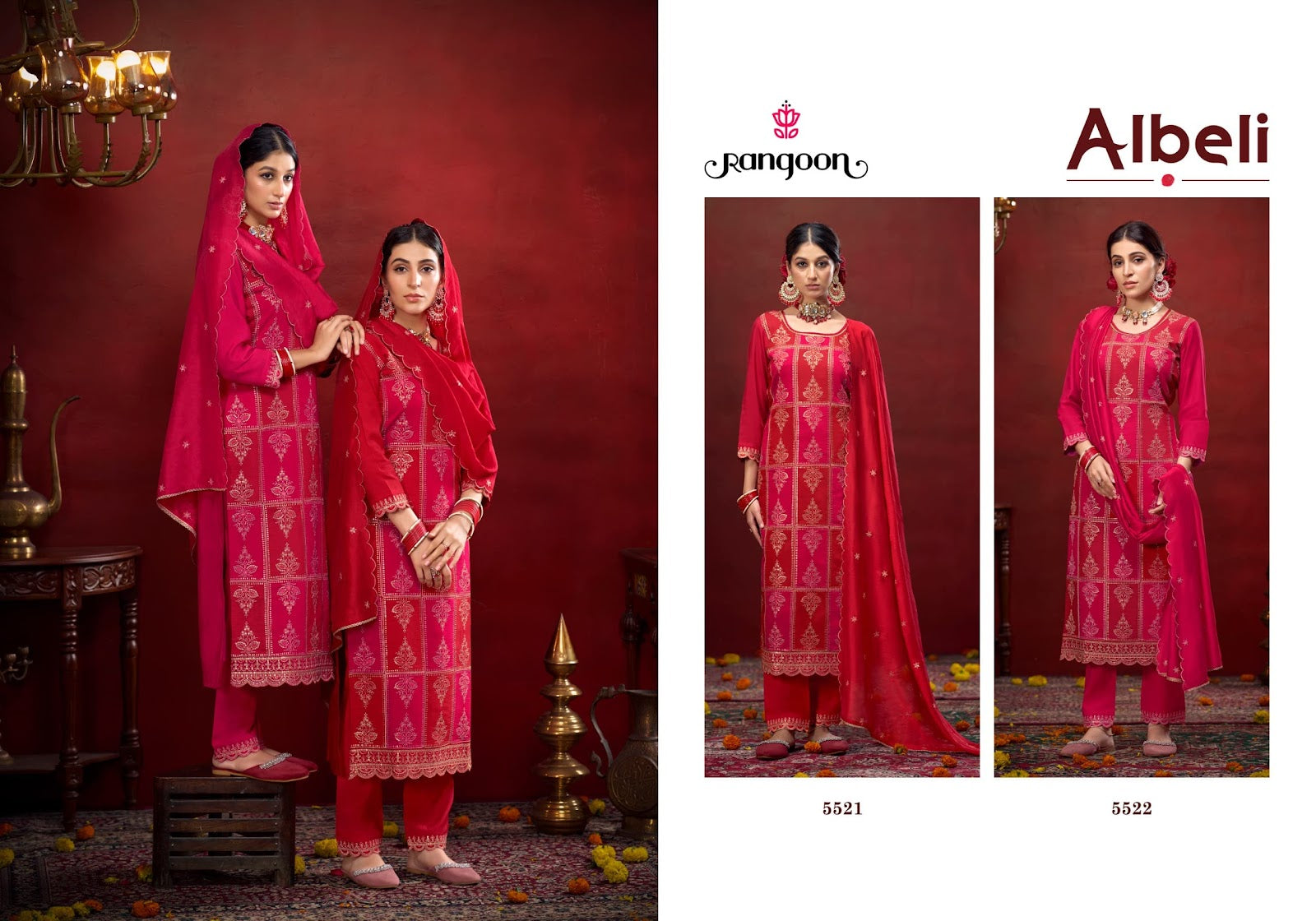 Albeli Rangoon Silk Readymade Pant Style Suits Exporter India