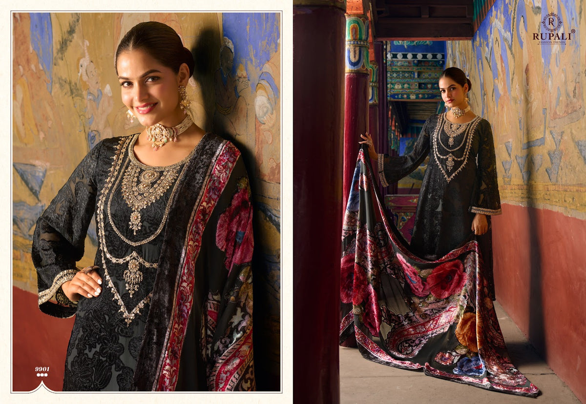 Albeli Rupali Viscose Velvet Suits Exporter