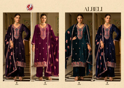 Albeli Vivek Crush Velvet Suits Exporter India