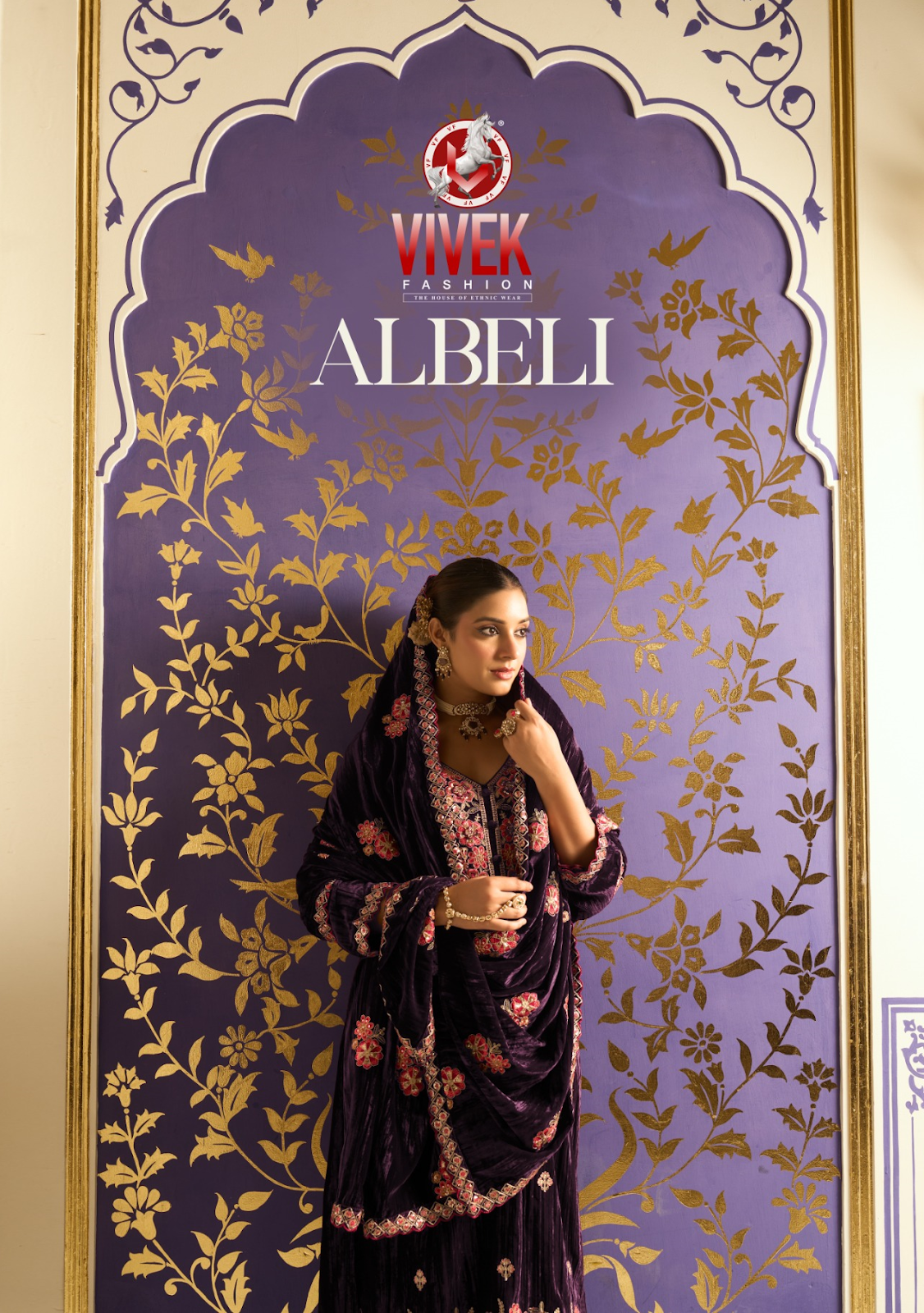 Albeli Vivek Crush Velvet Suits Exporter India