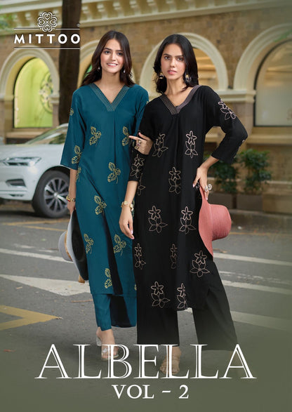 Albella Vol 2 Mittoo Heavy Rayon Kurti Plazzo Set Wholesale Rate