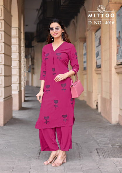 Albella Vol 3 Mittoo Heavy Rayon Kurti Plazzo Set Wholesale