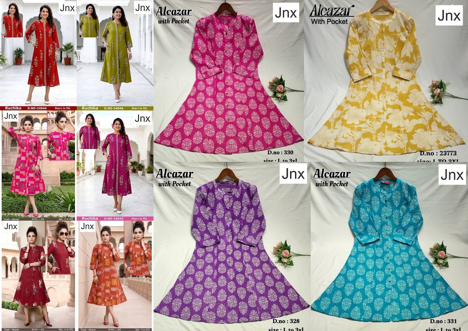 Alcazar-Ruchika Jnx Cambric Cotton A-Line Kurti Manufacturer Ahmedabad