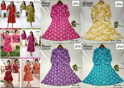 Alcazar-Ruchika Jnx Cambric Cotton A-Line Kurti Manufacturer Ahmedabad