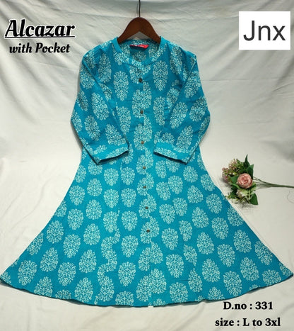Alcazar-Ruchika Jnx Cambric Cotton A-Line Kurti Manufacturer Ahmedabad