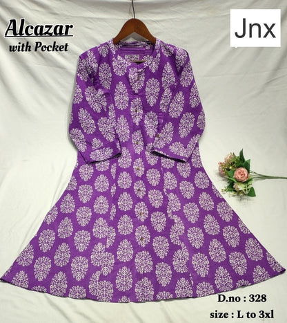 Alcazar-Ruchika Jnx Cambric Cotton A-Line Kurti Manufacturer Ahmedabad