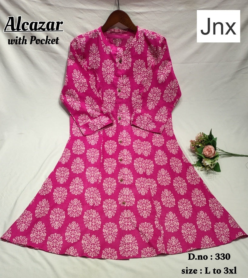 Alcazar-Ruchika Jnx Cambric Cotton A-Line Kurti Manufacturer Ahmedabad