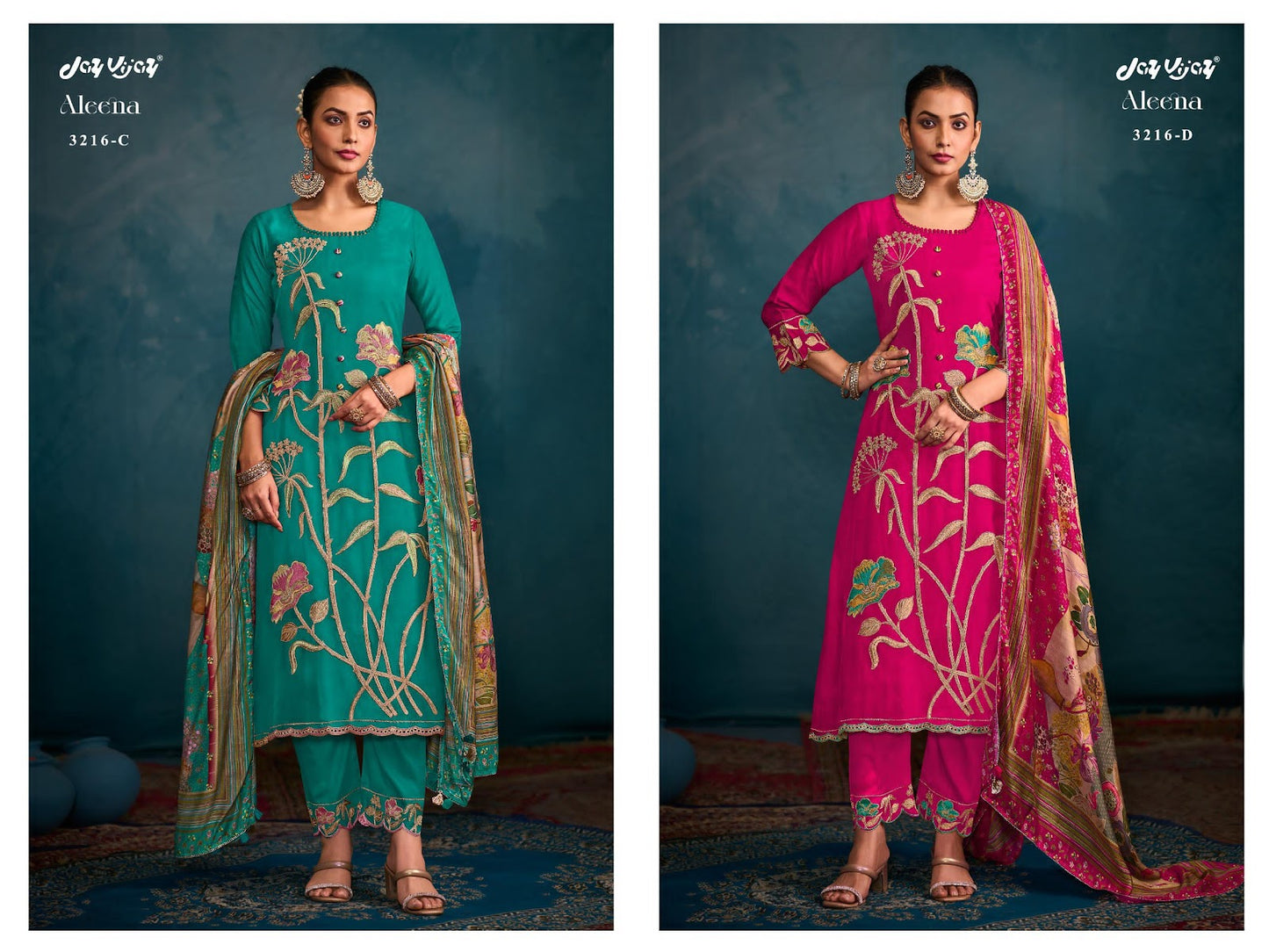 Aleena 3216 Jay Vijay Bemberg Silk Pant Style Suits Supplier