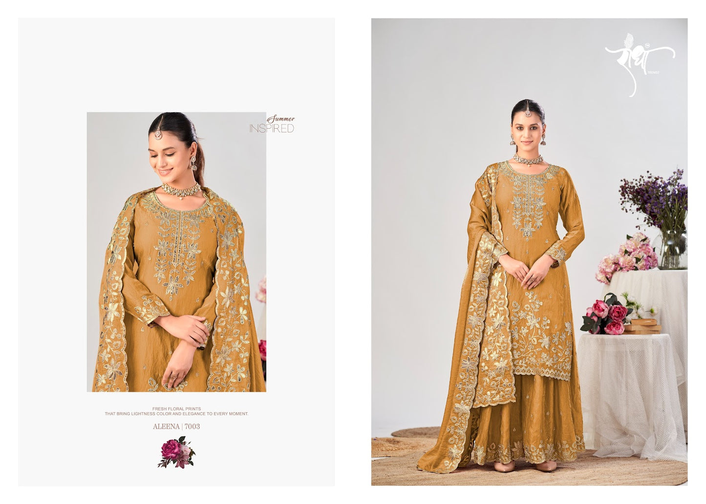Aleena Radha Trendz Fendy Silk Readymade Plazzo Style Suits Wholesaler India