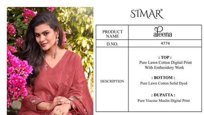Aleena Simar Lawn Cotton Pant Style Suits Wholesaler Ahmedabad
