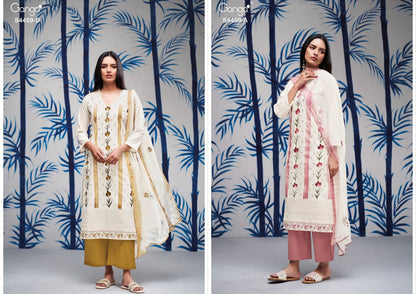 Aleeza 4459 Ganga Cotton Plazzo Style Suits Exporter Gujarat