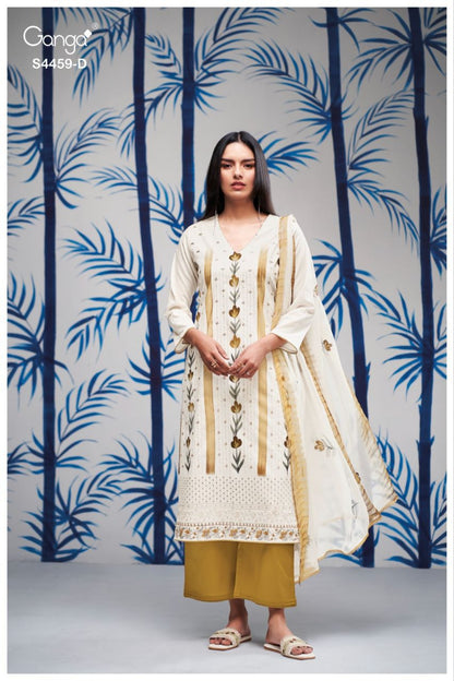 Aleeza 4459 Ganga Cotton Plazzo Style Suits Exporter Gujarat