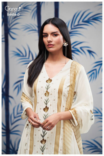 Aleeza 4459 Ganga Cotton Plazzo Style Suits Exporter Gujarat