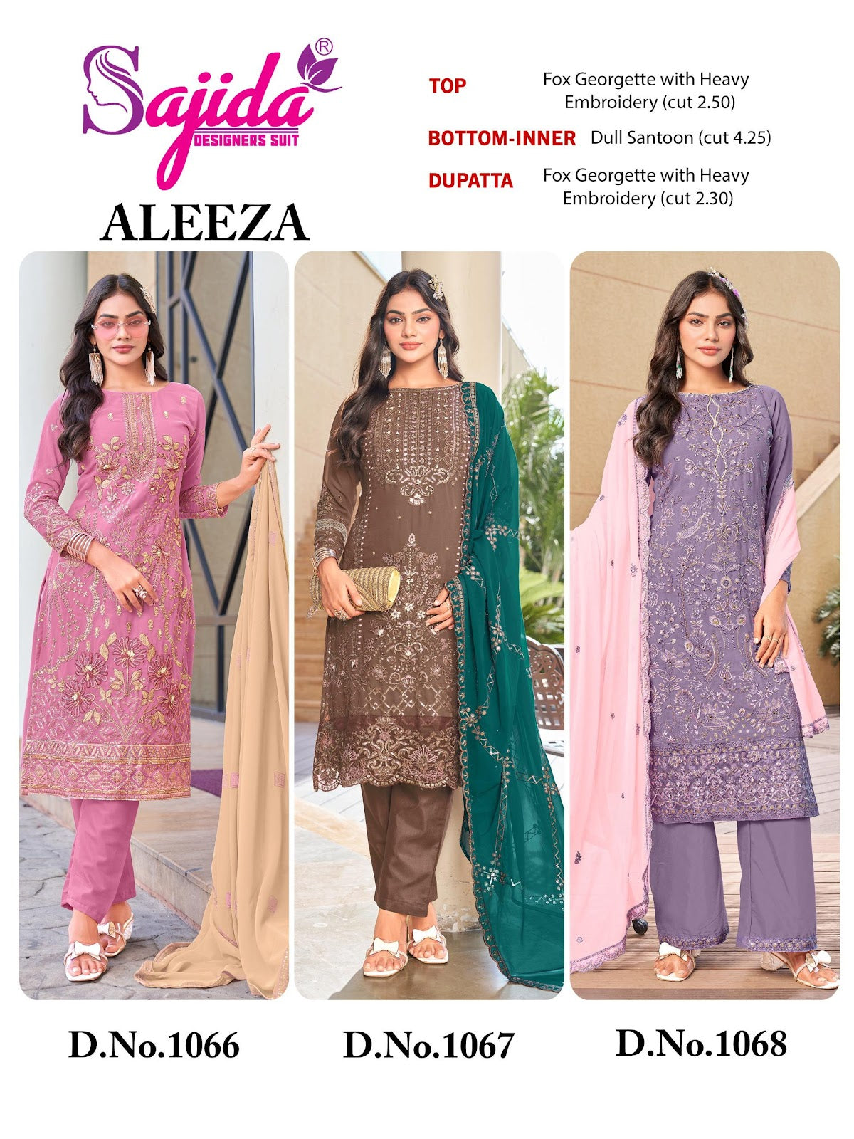 Aleeza Sajida Georgette Pakistani Salwar Suits Supplier India