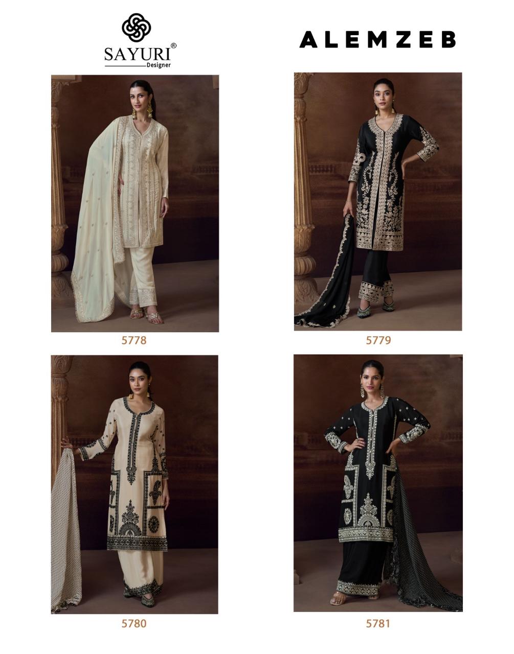 Alemzeb Sayuri Chinon Pakistani Readymade Suits Wholesaler Ahmedabad