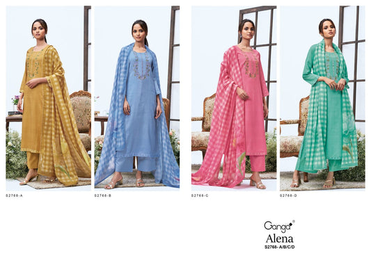 Alena S2768 Ganga Cotton Plazzo Style Suits Supplier India