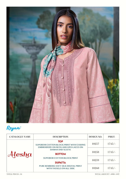 Alesha Reyna Cotton Pant Style Suits Wholesale Price