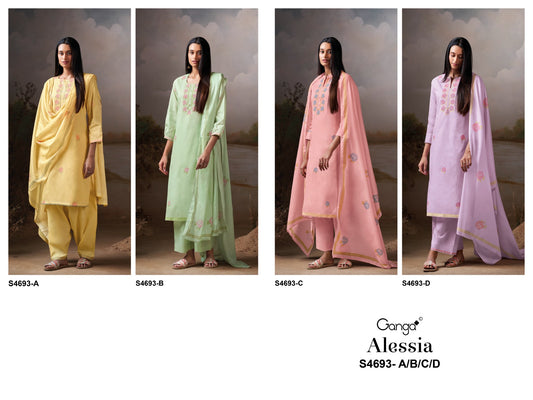 Alessia S4693 Ganga Organdy Pant Style Suits Wholesaler Ahmedabad