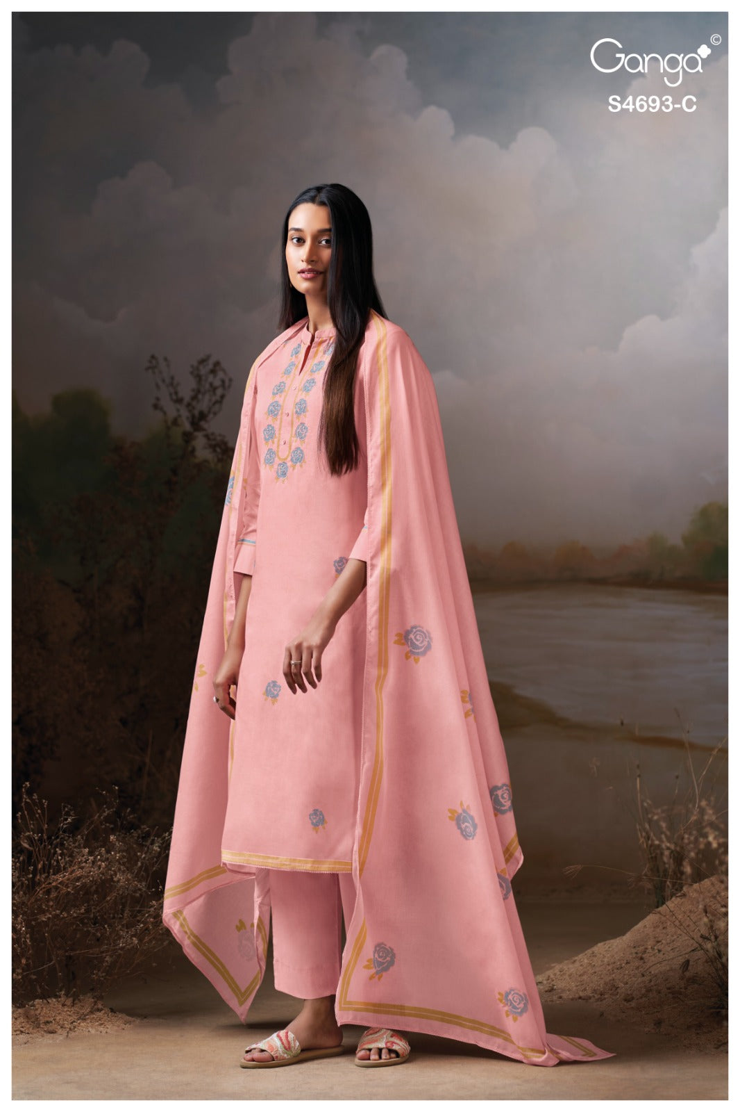 Alessia S4693 Ganga Organdy Pant Style Suits Wholesaler Ahmedabad