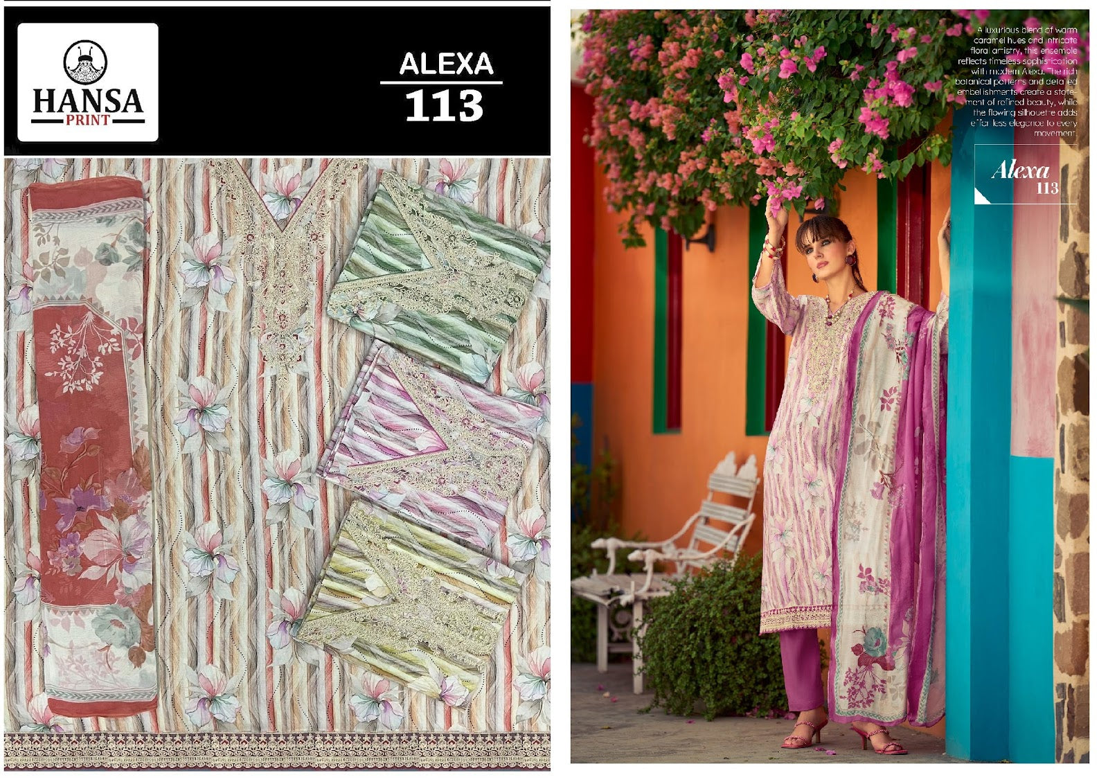 Alexa 113 Hansa Prints Muslin Pant Style Suits Manufacturer Ahmedabad