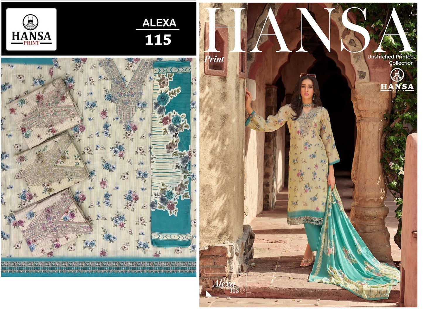 Alexa 115 Hansa Prints Muslin Pant Style Suits Supplier