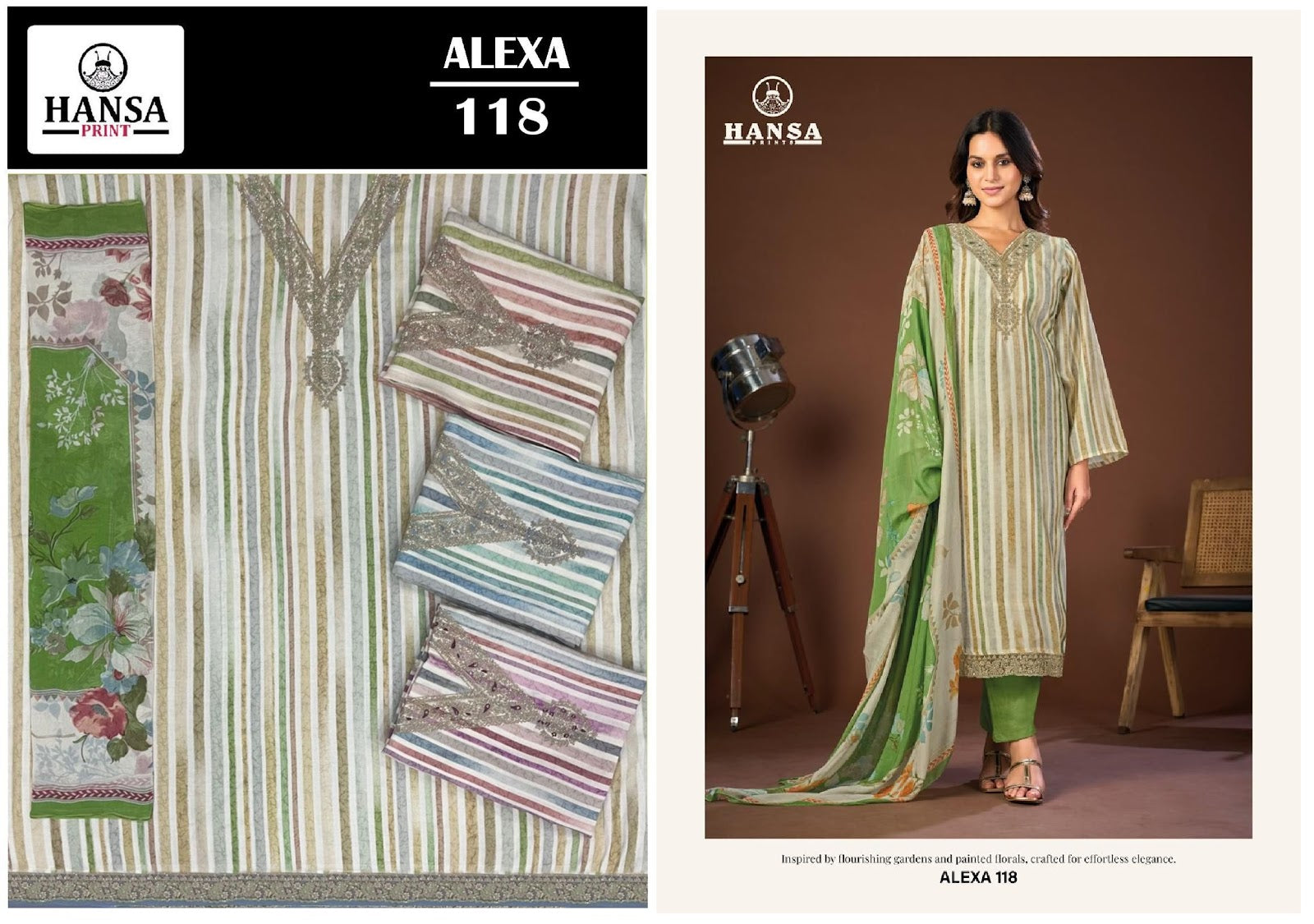 Alexa 118 Hansa Prints Muslin Pant Style Suits Wholesaler Gujarat