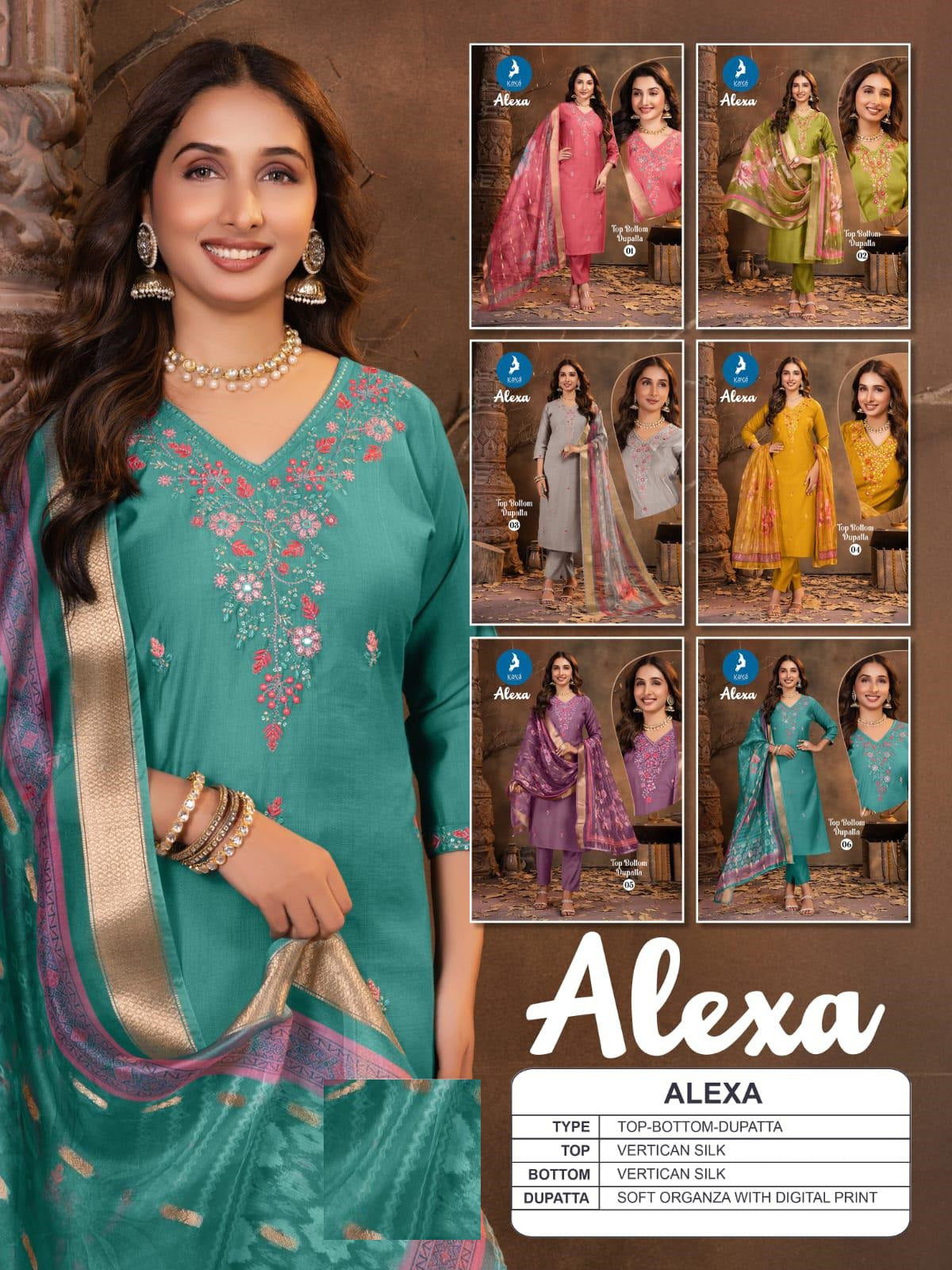 Alexa Kaya Vertican Readymade Pant Style Suits Wholesaler Gujarat