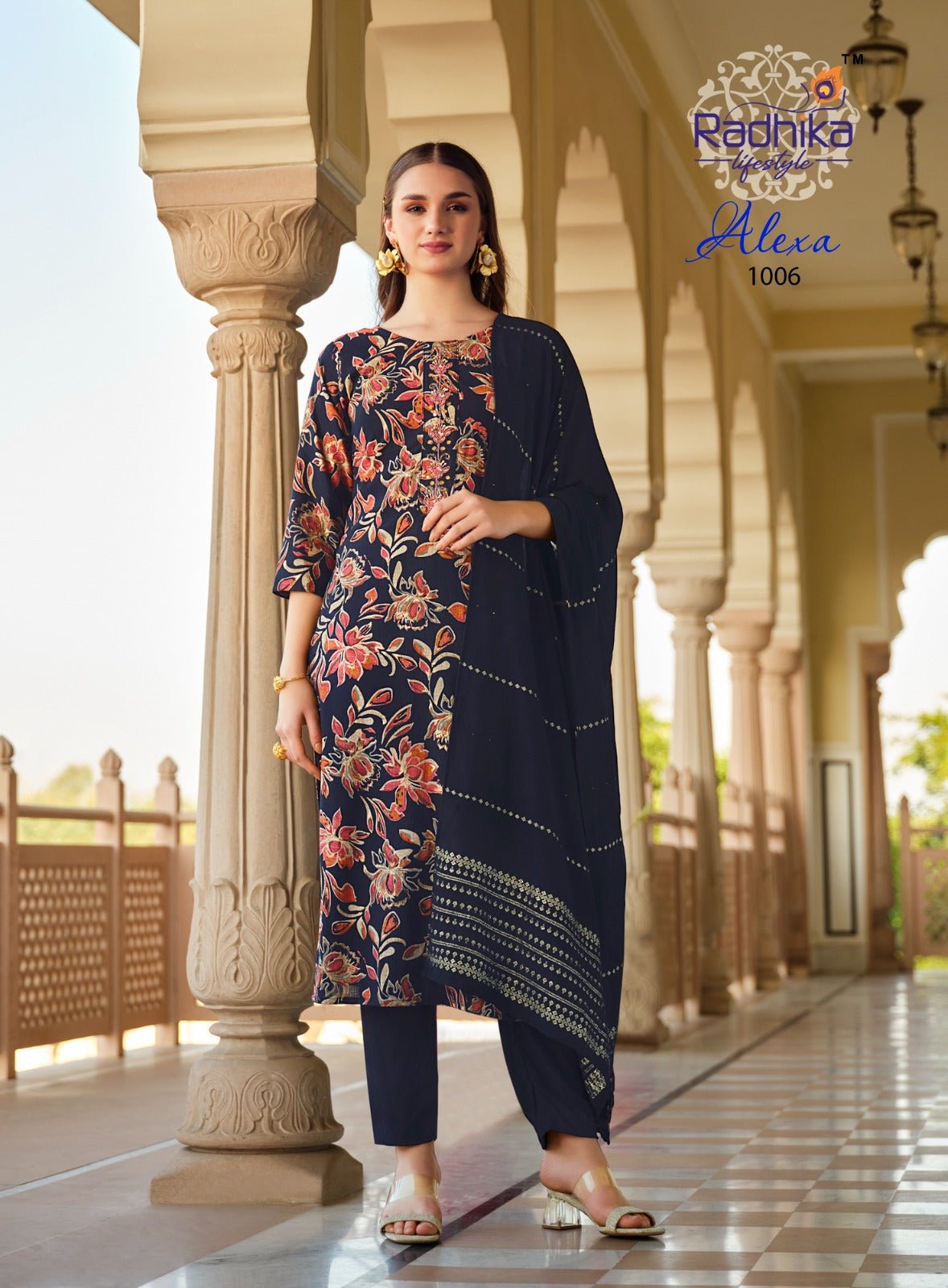 Alexa Radhika Lifestyle Vetican Silk Readymade Pant Style Suits Exporter India