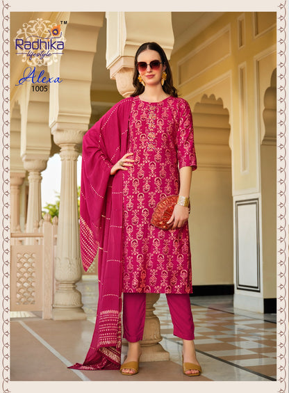 Alexa Radhika Lifestyle Vetican Silk Readymade Pant Style Suits Exporter India