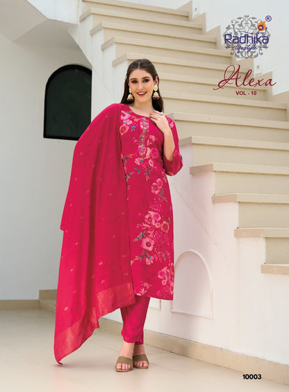 Alexa Vol 10 Radhika Lifestyle Vertican Readymade Pant Style Suits Manufacturer Ahmedabad