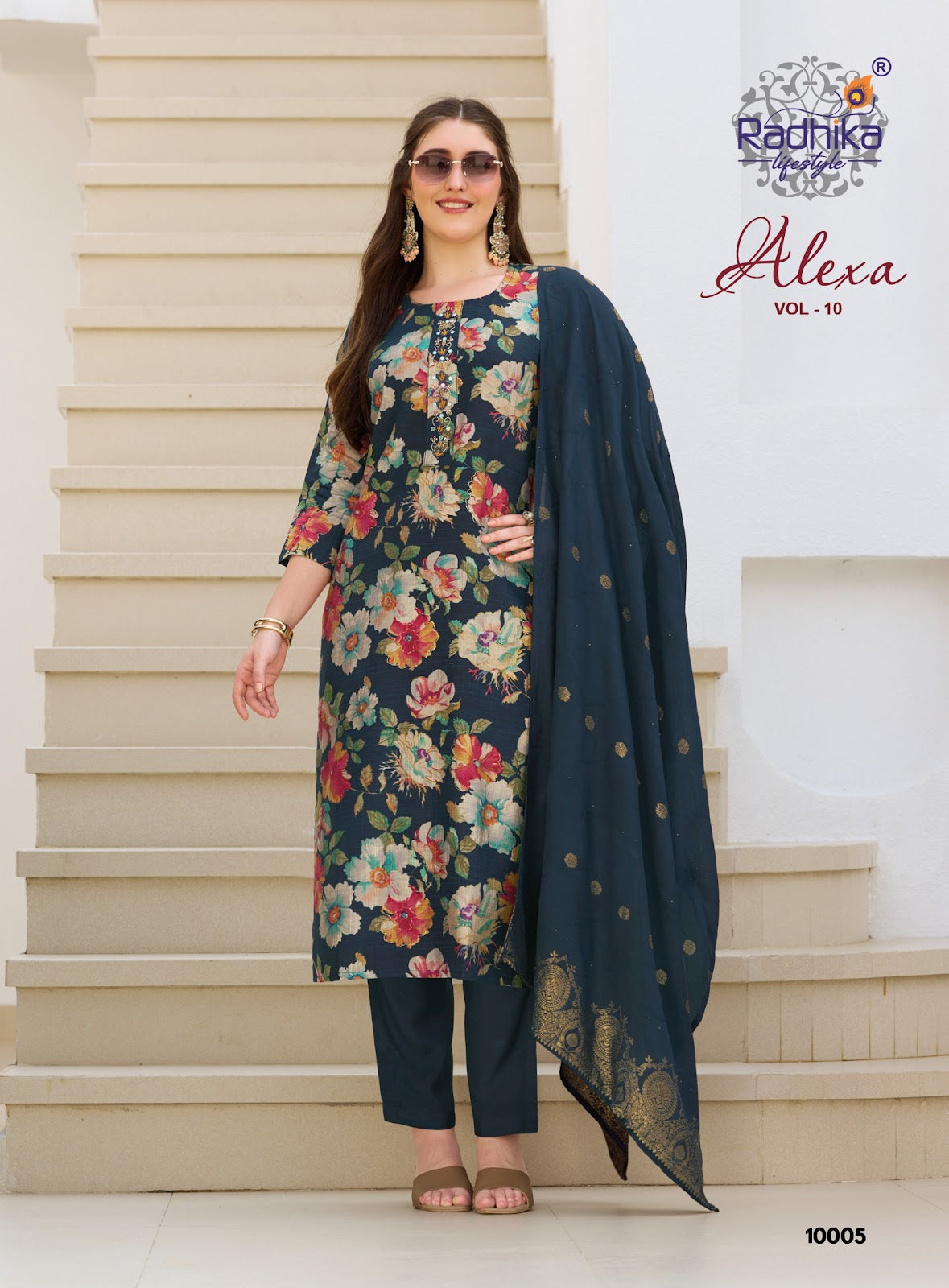 Alexa Vol 10 Radhika Lifestyle Vertican Readymade Pant Style Suits Manufacturer Ahmedabad