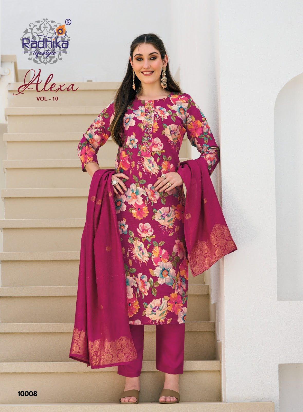 Alexa Vol 10 Radhika Lifestyle Vertican Readymade Pant Style Suits Manufacturer Ahmedabad