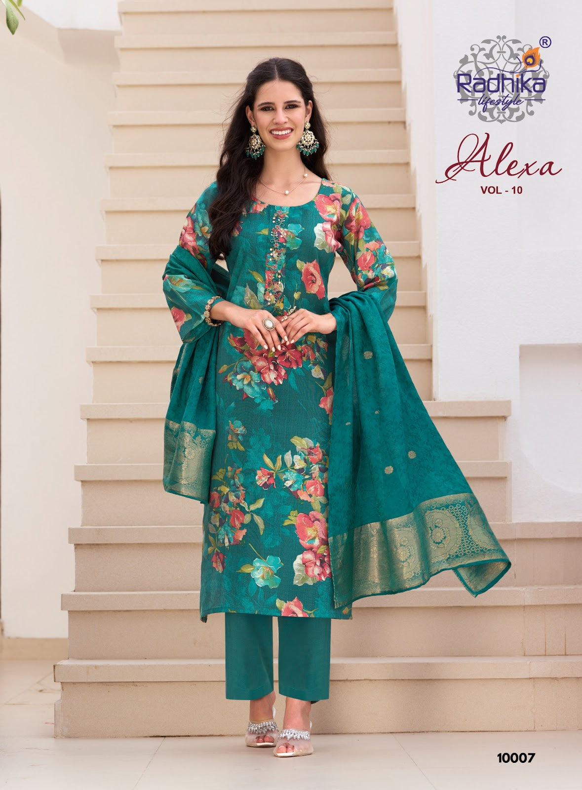 Alexa Vol 10 Radhika Lifestyle Vertican Readymade Pant Style Suits Manufacturer Ahmedabad