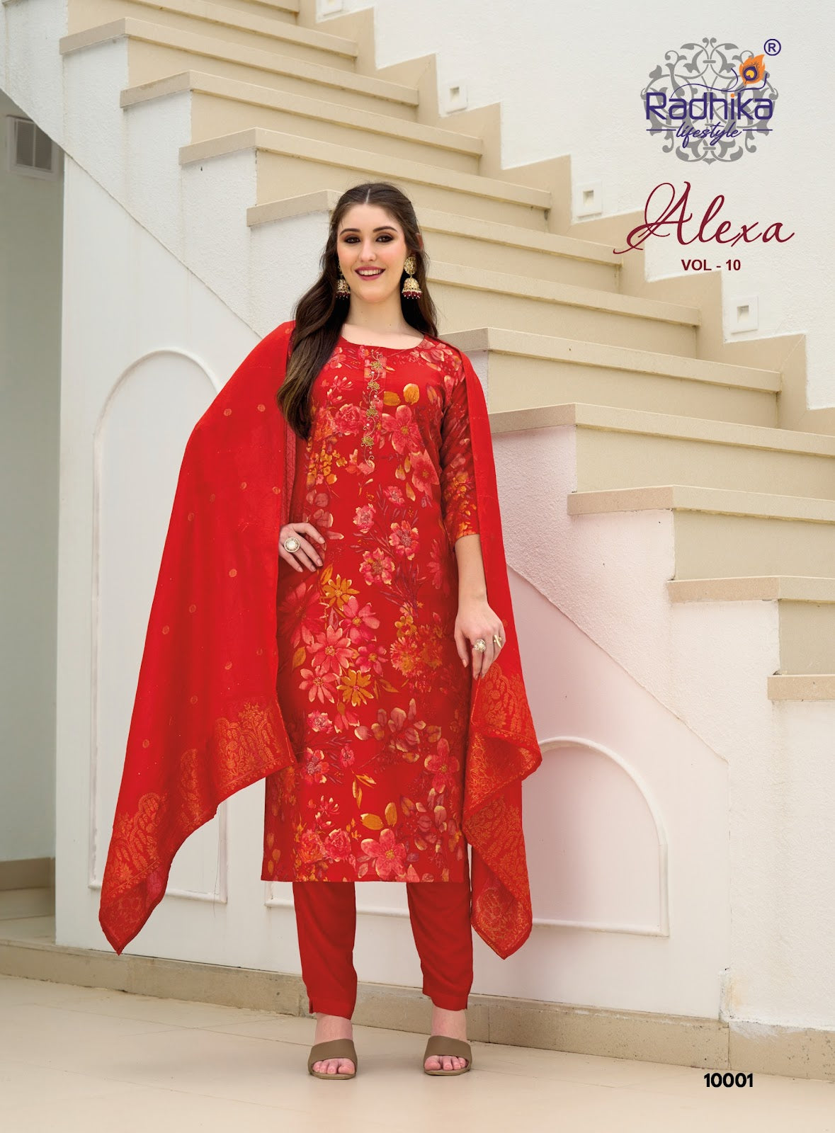 Alexa Vol 10 Radhika Lifestyle Vertican Readymade Pant Style Suits Manufacturer Ahmedabad