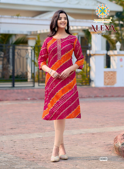 Alexa Vol 1 Passion Tree Reyon Straight Cut Kurtis Wholesale Price