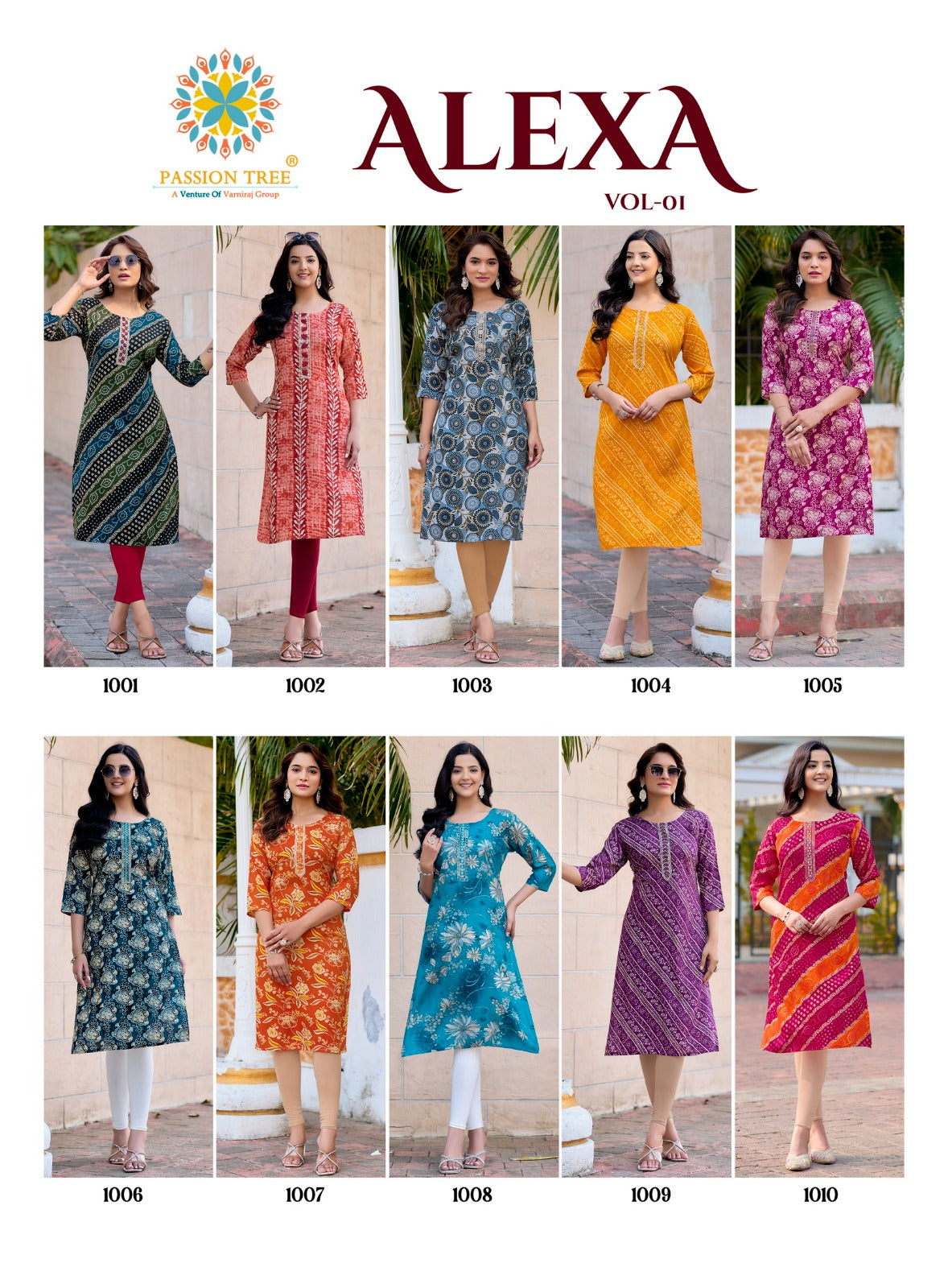 Alexa Vol 1 Passion Tree Reyon Straight Cut Kurtis Wholesale Price