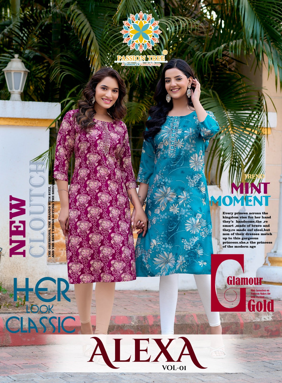 Alexa Vol 1 Passion Tree Reyon Straight Cut Kurtis Wholesale Price